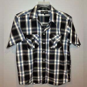 Beverly Hills Polo Club Men’s Size L Large Short Sleeve Plaid Button-Up Shirt